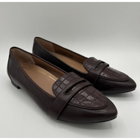 Vionic Shoes - Vionic Savannah Loafers Womens 6.5 Brown Leather Croc Comfort Flats